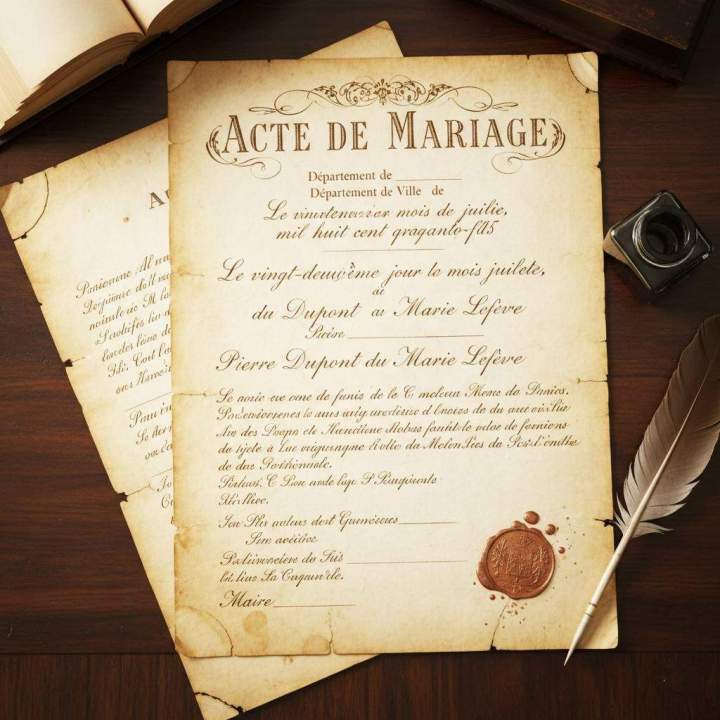 Acte de mariage ancien Rennes